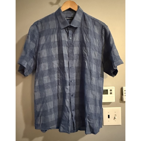 Neiman Marcus Other - Neiman Marcus Shirt Linen Blend Check Plaid Button Up Camp Casual Beach XL‎